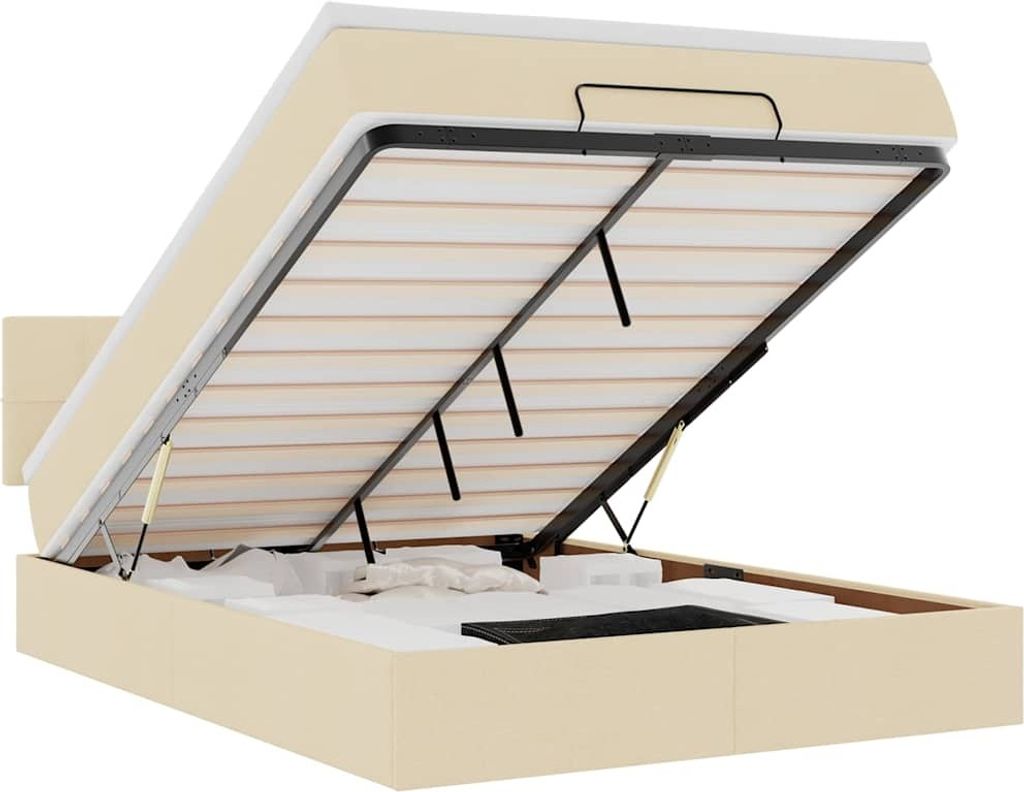 vidaXL Ottoman-Bett mit Matratze Creme 140x190 cm Stoff