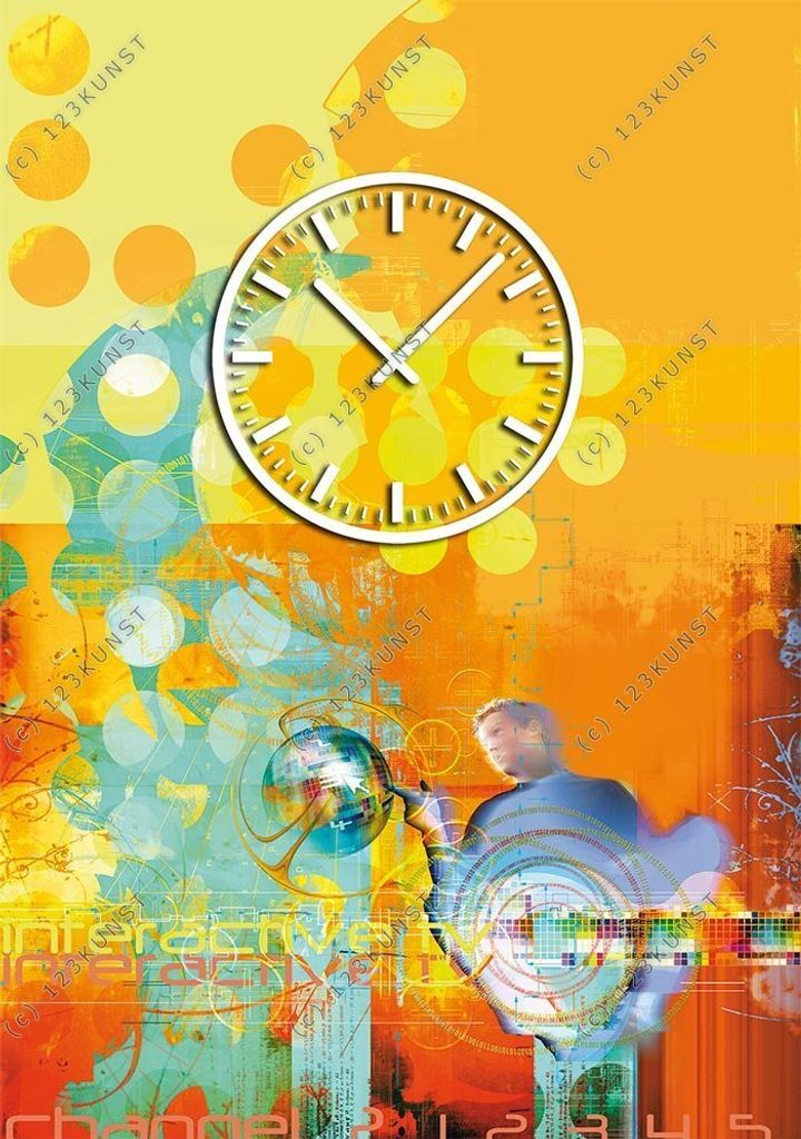 3882 Dixtime Designer Wanduhr, Wanduhren, Moderne Wohnraumuhr 35cm x 50cm