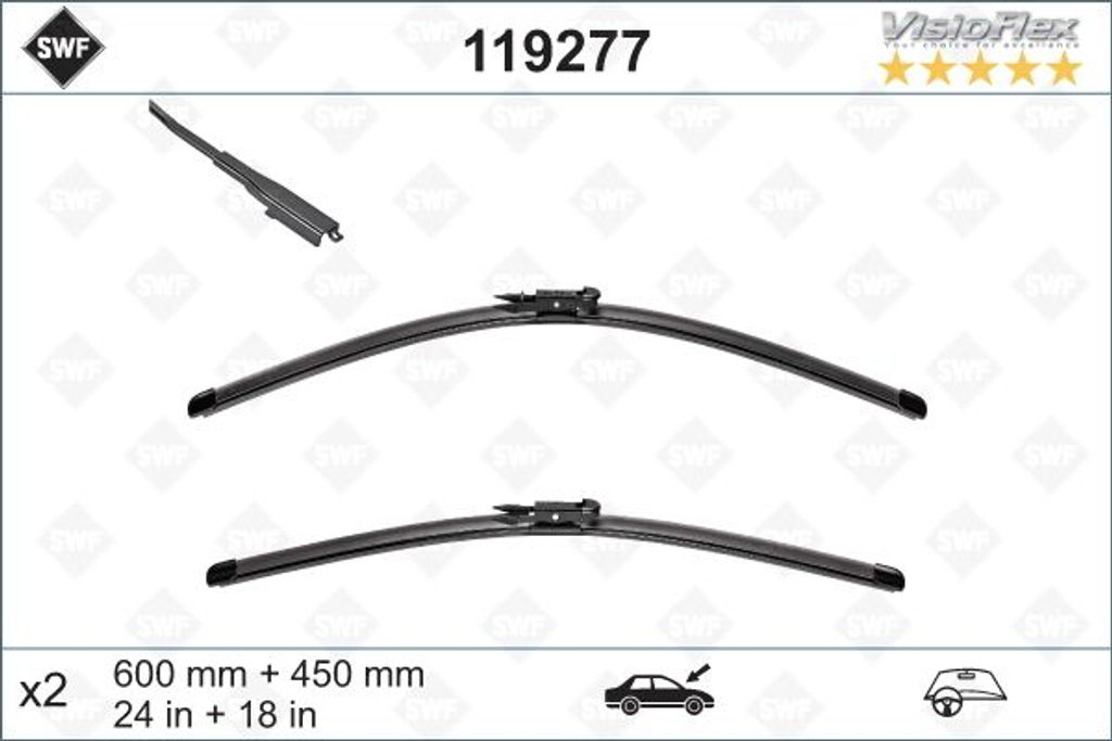 Wischblatt vorne optische Verschleißwarnung 600 mm SWF für u.a. BMW 4er