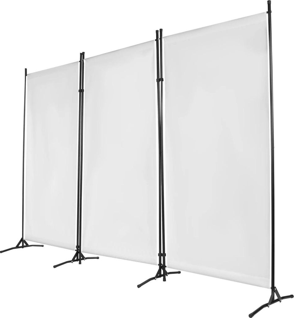 Paravent - Faltbarer Raumteiler - 2,6 x 1,8 m - Tragbar - Eisenrahmen - 420D PolyurethanOxford - Standfuß 51 cm - Weiß
