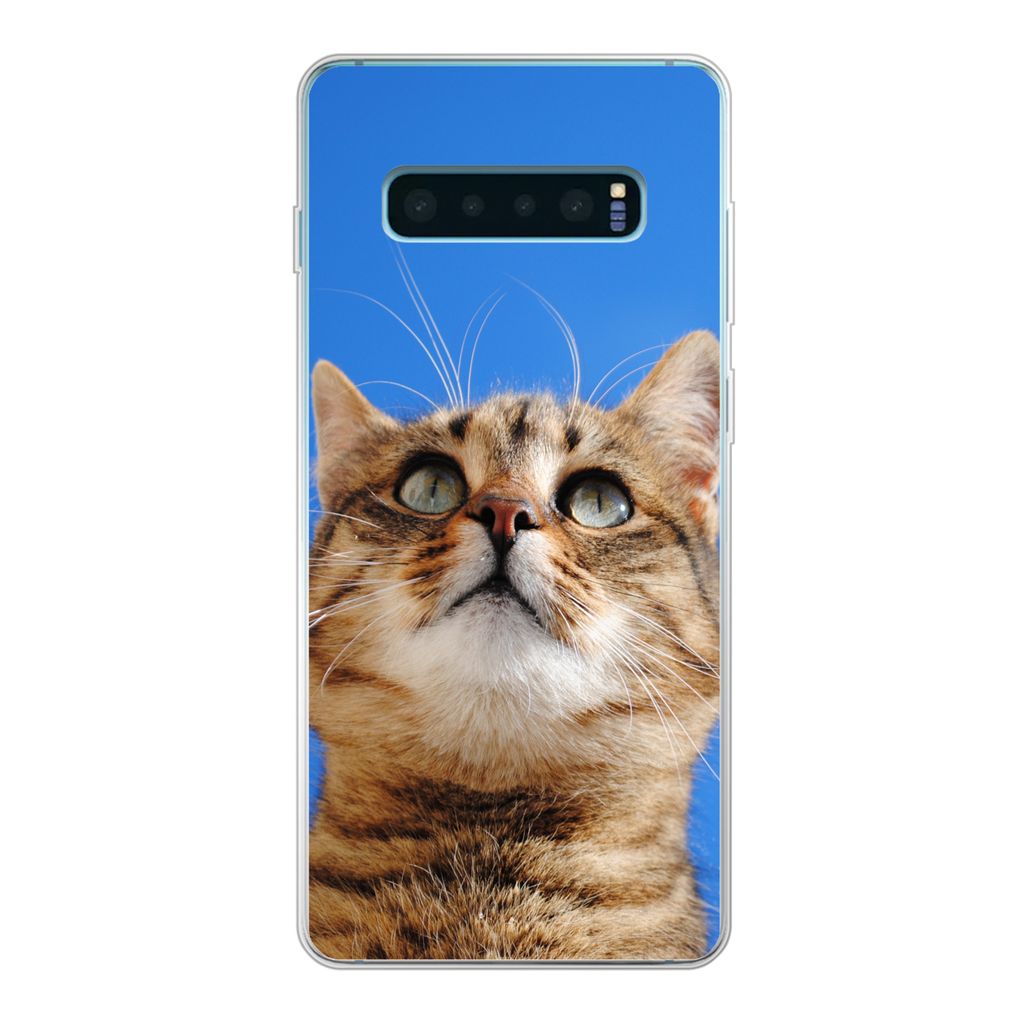 MuchoWow Handyhülle Schutzhülle Hülle für Samsung Galaxy S10 Lite Katze - Braun - Luft - Mädchen - Jungen - Kinder Silikon Softcase Handy H...