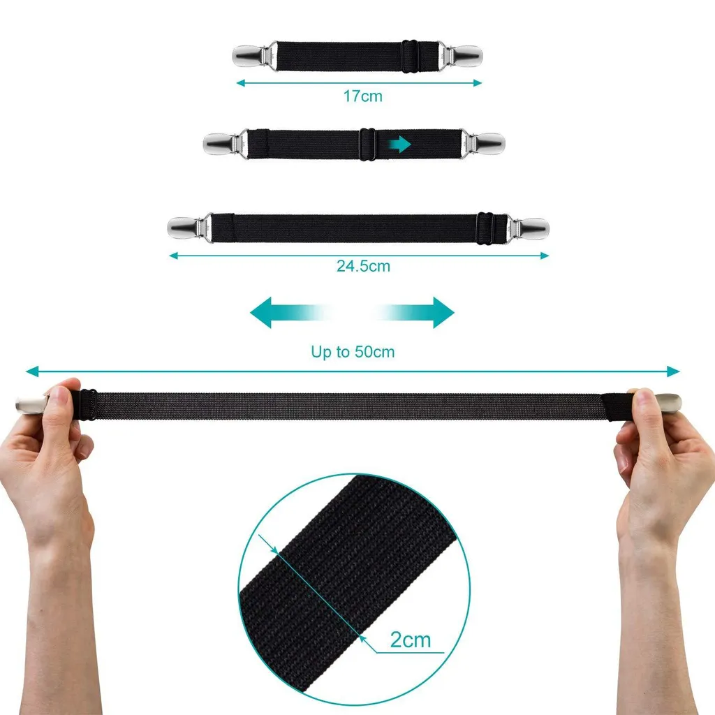 Fixations pour draps-housses et housse de repassage noires réglables - 2