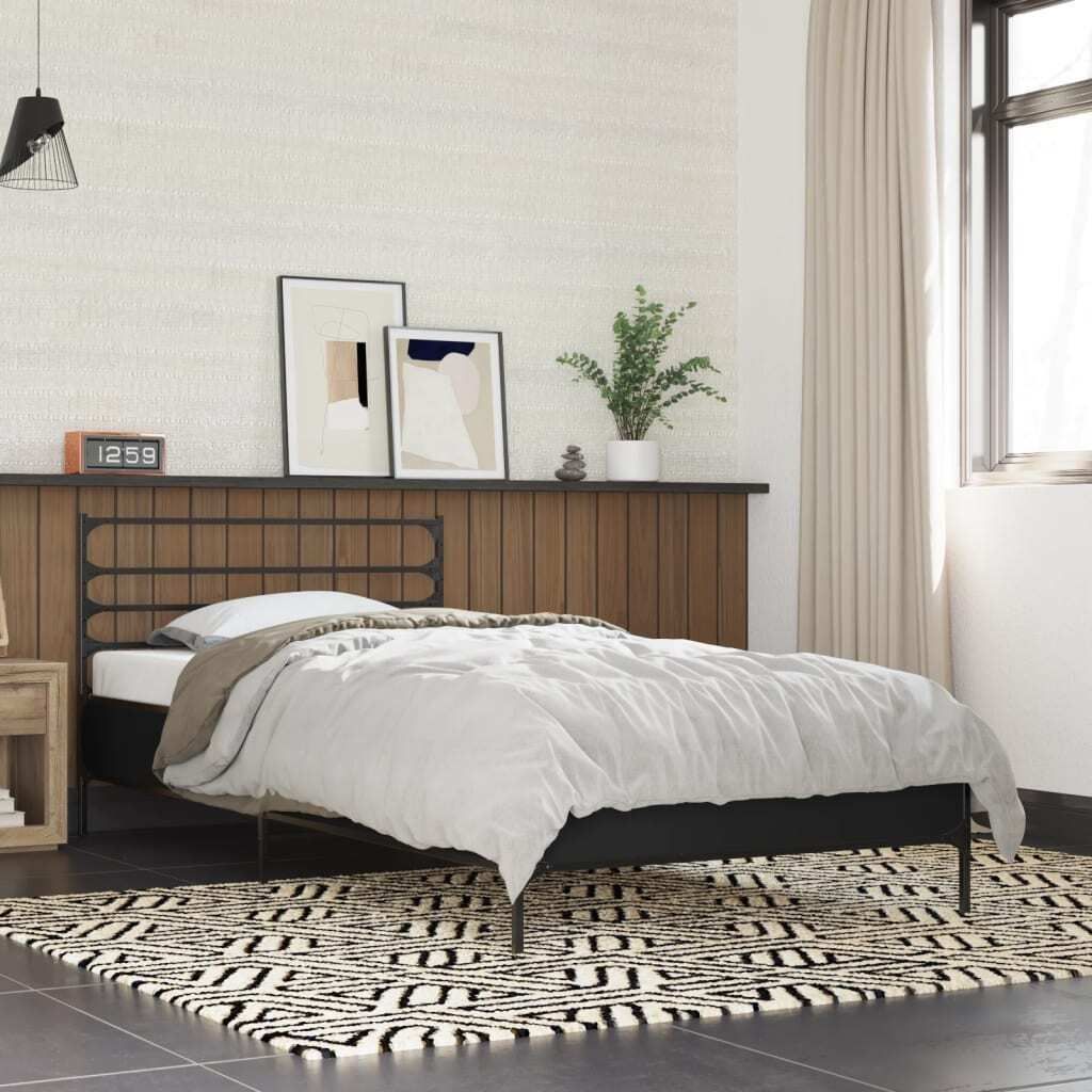 "2026 Promotion" Bettgestell moderne - Schwarz - 100x200 cm - Holzwerkstoff und Metall - Polsterbett CC30268