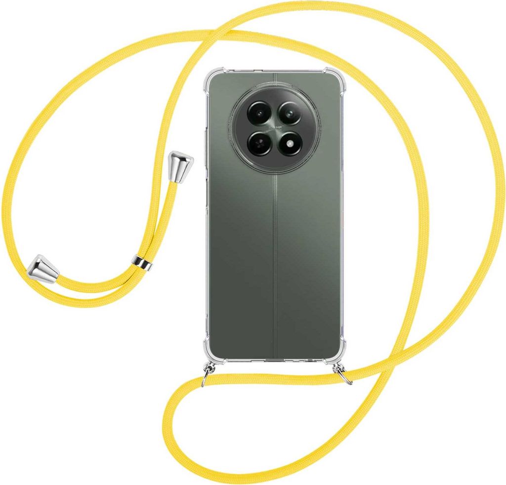 Handykette Backcover-Schutzhülle mit Band (Metall silberfarben) für Realme 12 5G / 12X 5G - gelb