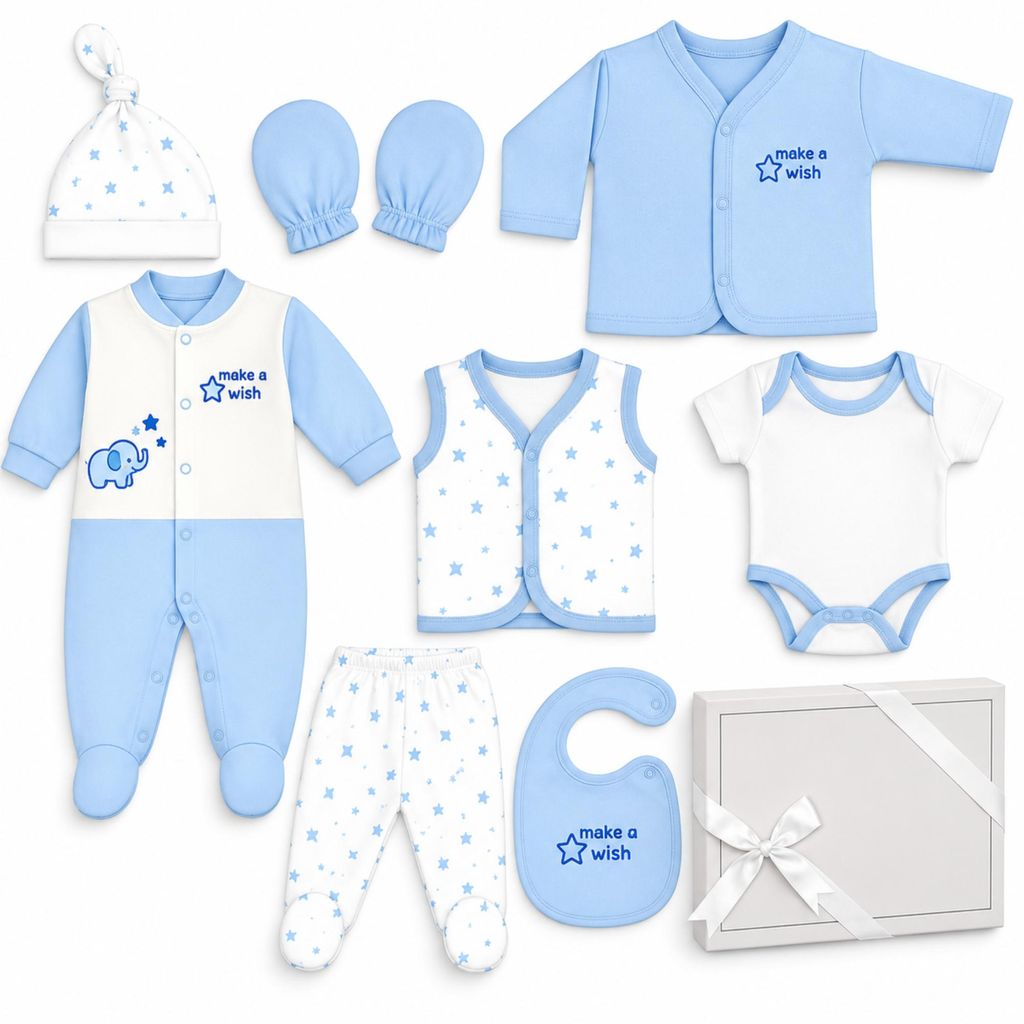 BLUE EYES Baby Geschenk Set 8-teilig, 100% Baumwolle, , Produktbild 