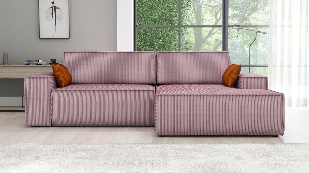 Ecksofa TOR mit Schlaffunktion. Farbe: Lavender.