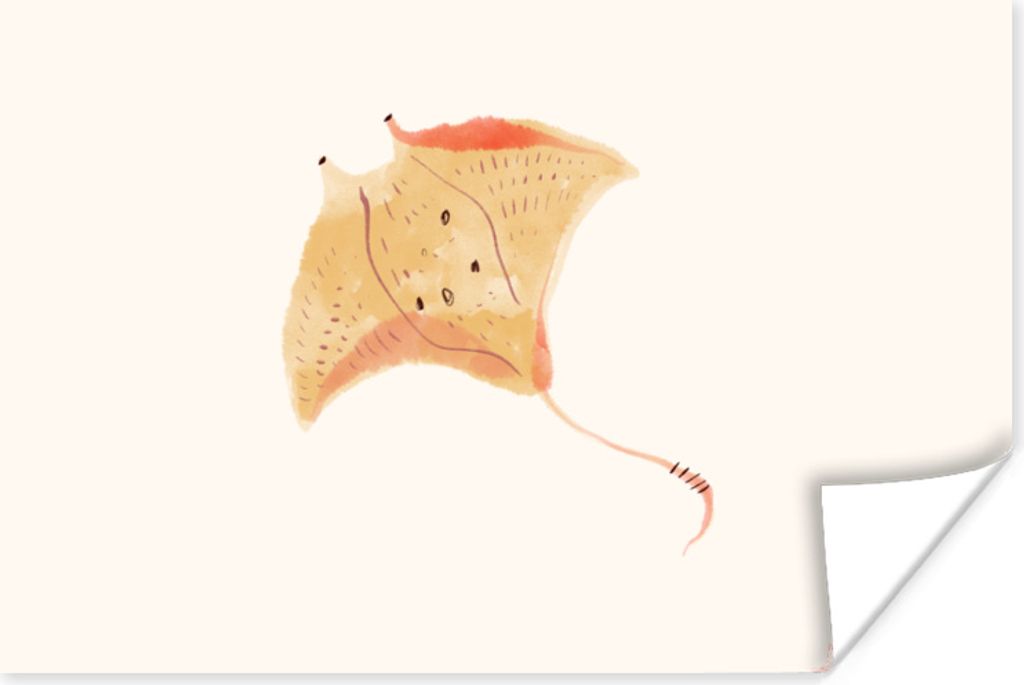 MuchoWow Poster Rochen - Fisch - Aquarell 60x40 cm - Schlafzimmerdekoration