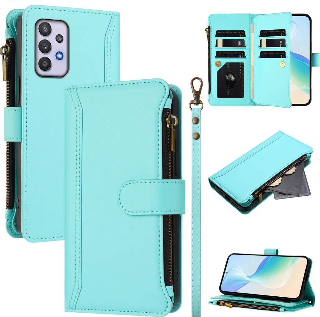 Custodia Flip Per Galaxy A32 4G – Portafoglio In Pelle PU Con Slot Per Carte E Funzione Stand, Copertina Magnetica Protettiva Colore Verde - 3