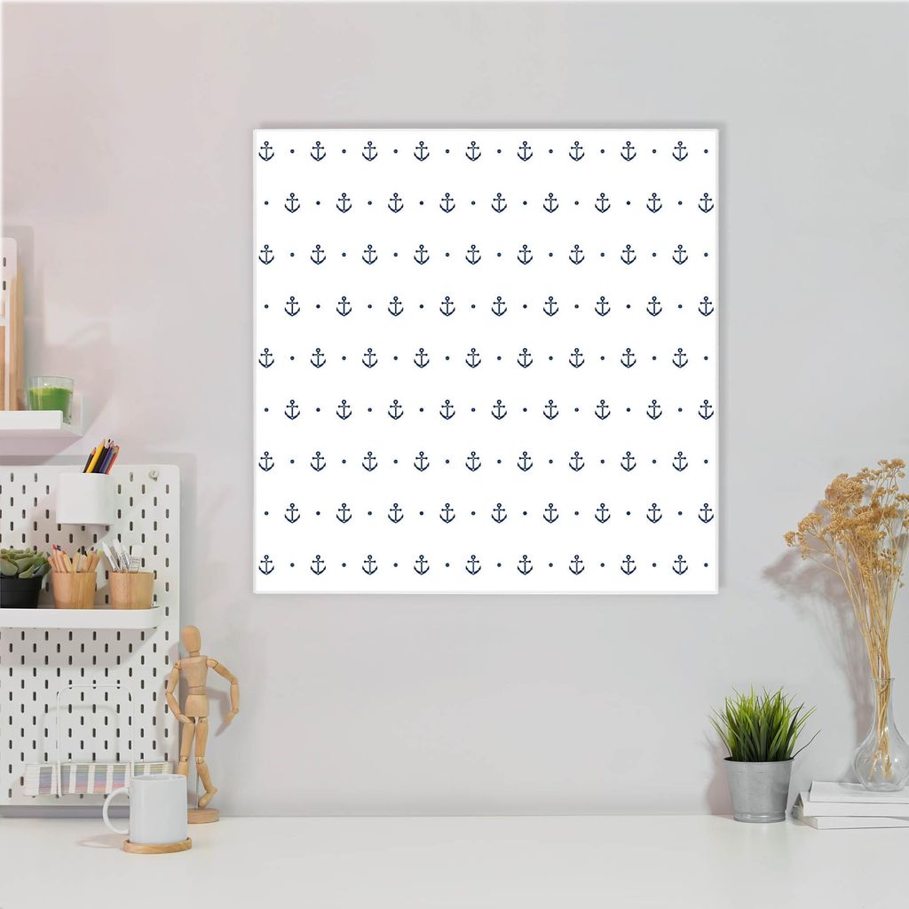 Design Stahlmagnettafel Quadratisch 50x50cm Kleine Anker