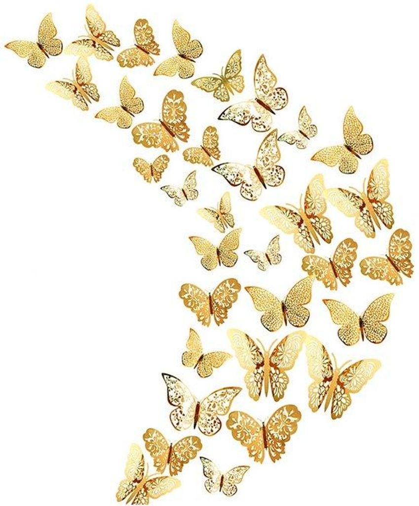 36 goldene metallische Tapetenpapier-Sticker, Kinderzimmer- und Babyzimmer-Dekor, selbstklebende Wanddekorationen, entfernbare Wandbeschriftungen f...
