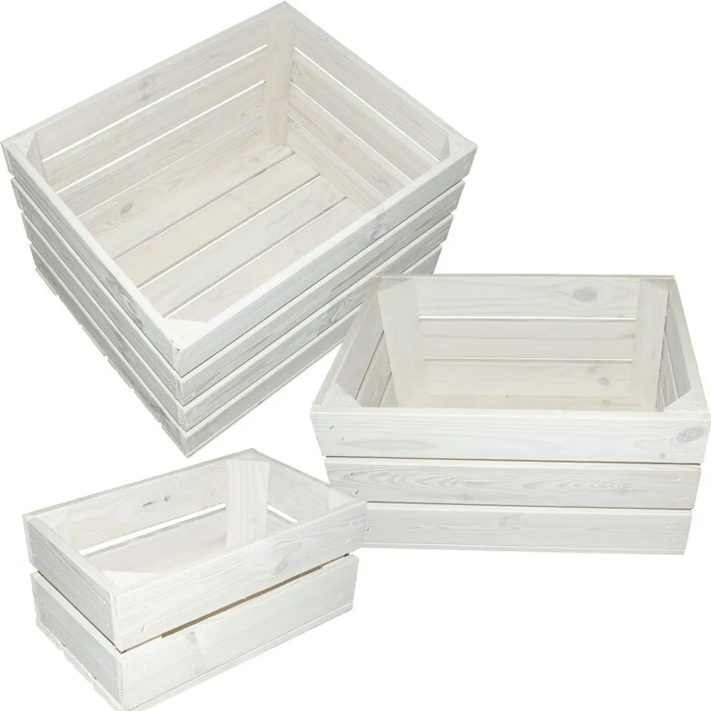 4iQ Boîte cadeau décoration bois KIT 3 pièces blanc pour légumes design