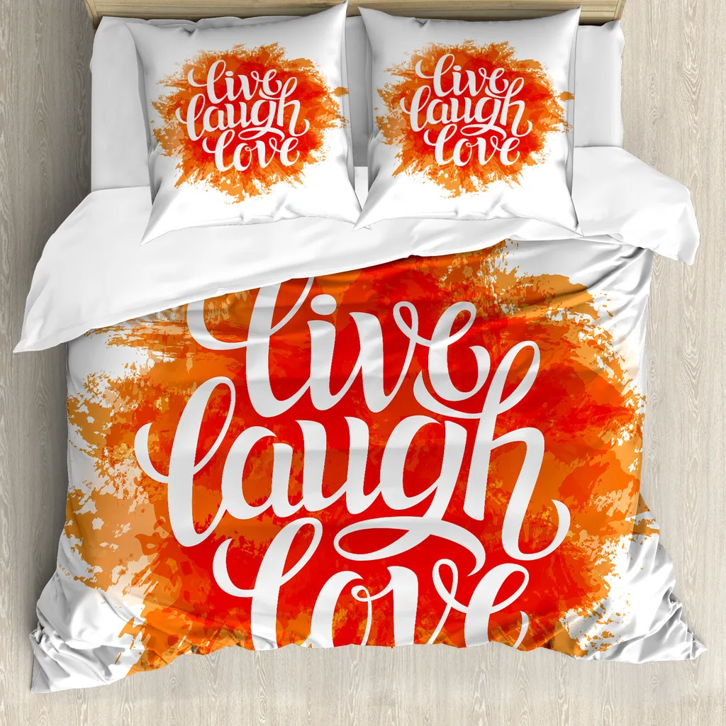 Copripiumino ABAKUHAUS 200x200 Arancione Vivi Ridi Ama Offerta