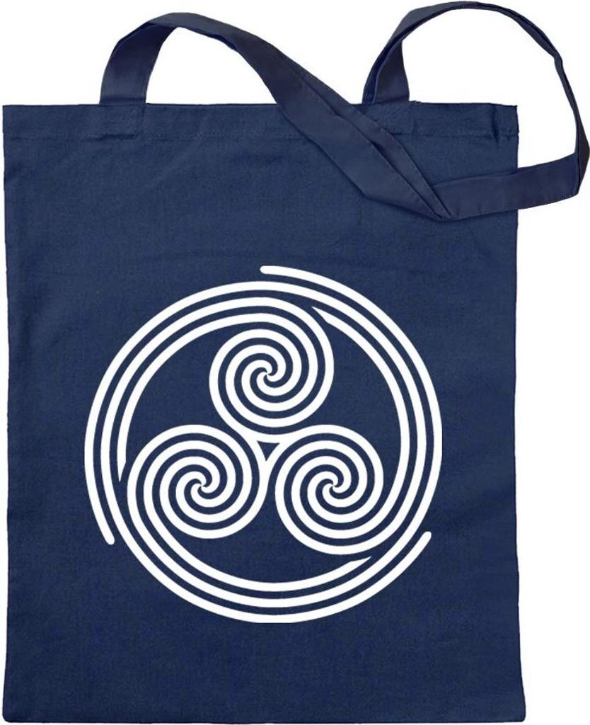 Kiwistar - Baumwolltasche - dunkelblau - Triskele stärker ausgearbeitet - Tragetasche Stoffbeutel Umhängetasche langer Henkel
