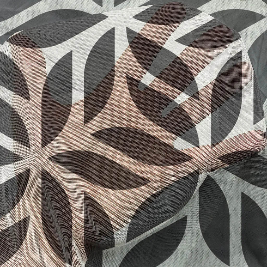 ABAKUHAUS Arazzo astratto, Continuazione Illustrazione di fiori monotoni elaborati ispirati a pennellate, Arazzo in raso setoso per soggiorno e camera da letto, 210 cm x 274 cm, guscio d'uovo e grigio scuro - 3