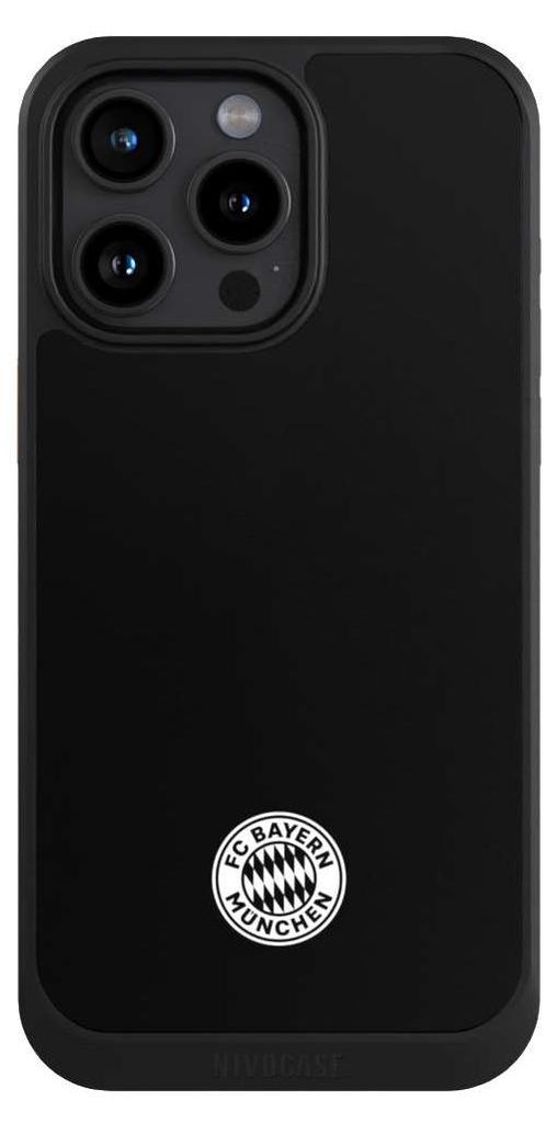 NIVOCASE Hülle für Apple iPhone 15 Pro Max Handyhülle NIVOcore Case Schwarz FC Bayern München FCB Offizielles Lizenzprodukt