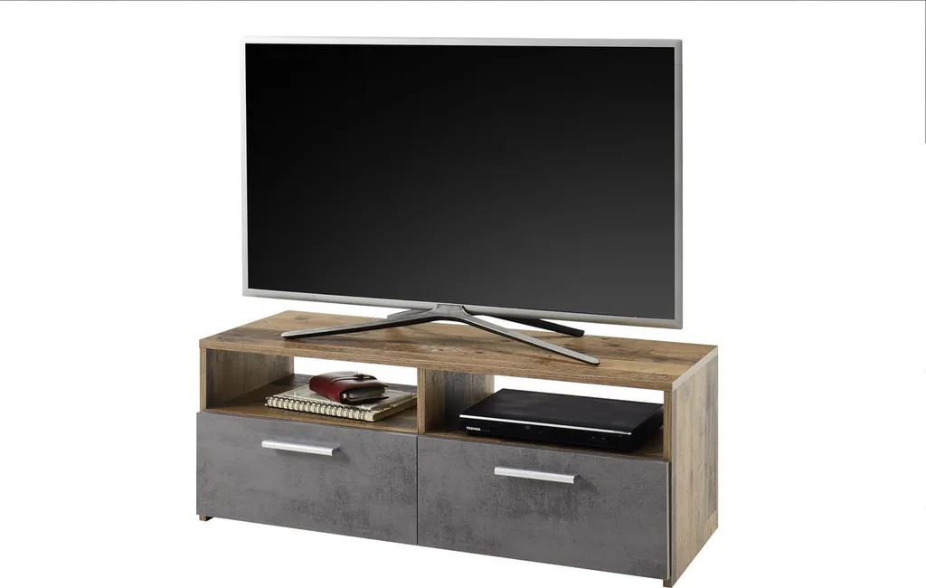 Petit Meuble TV pour Salon ou Studio - Ruth I Vieux Bois 95x36x35 cm