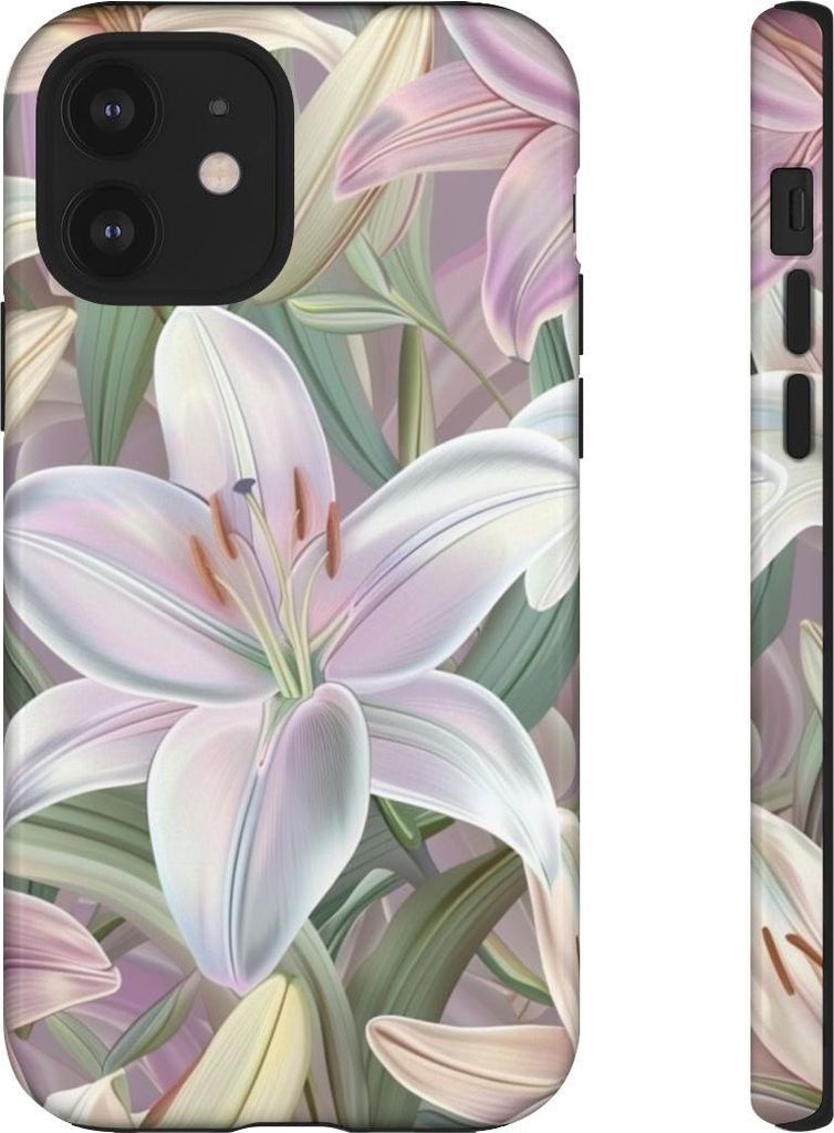 Zarte Osterlilien im Pastell-Look – Hülle Kompatibel mit iPhone 12