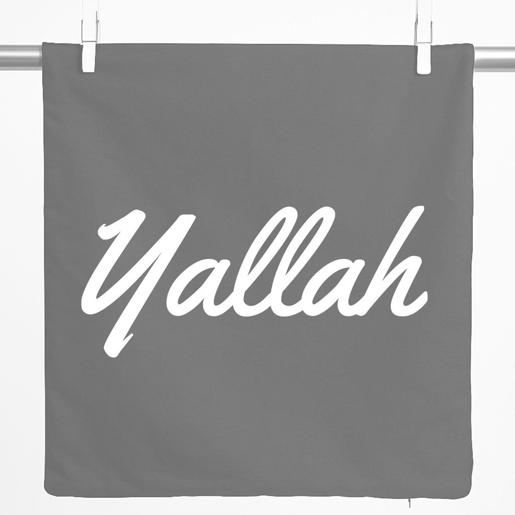 Huuraa Kissenbezug Yallah arabisch Schriftzug 40x40cm Steel Grey Baumwolle Dekokissenbezug Geschenkidee