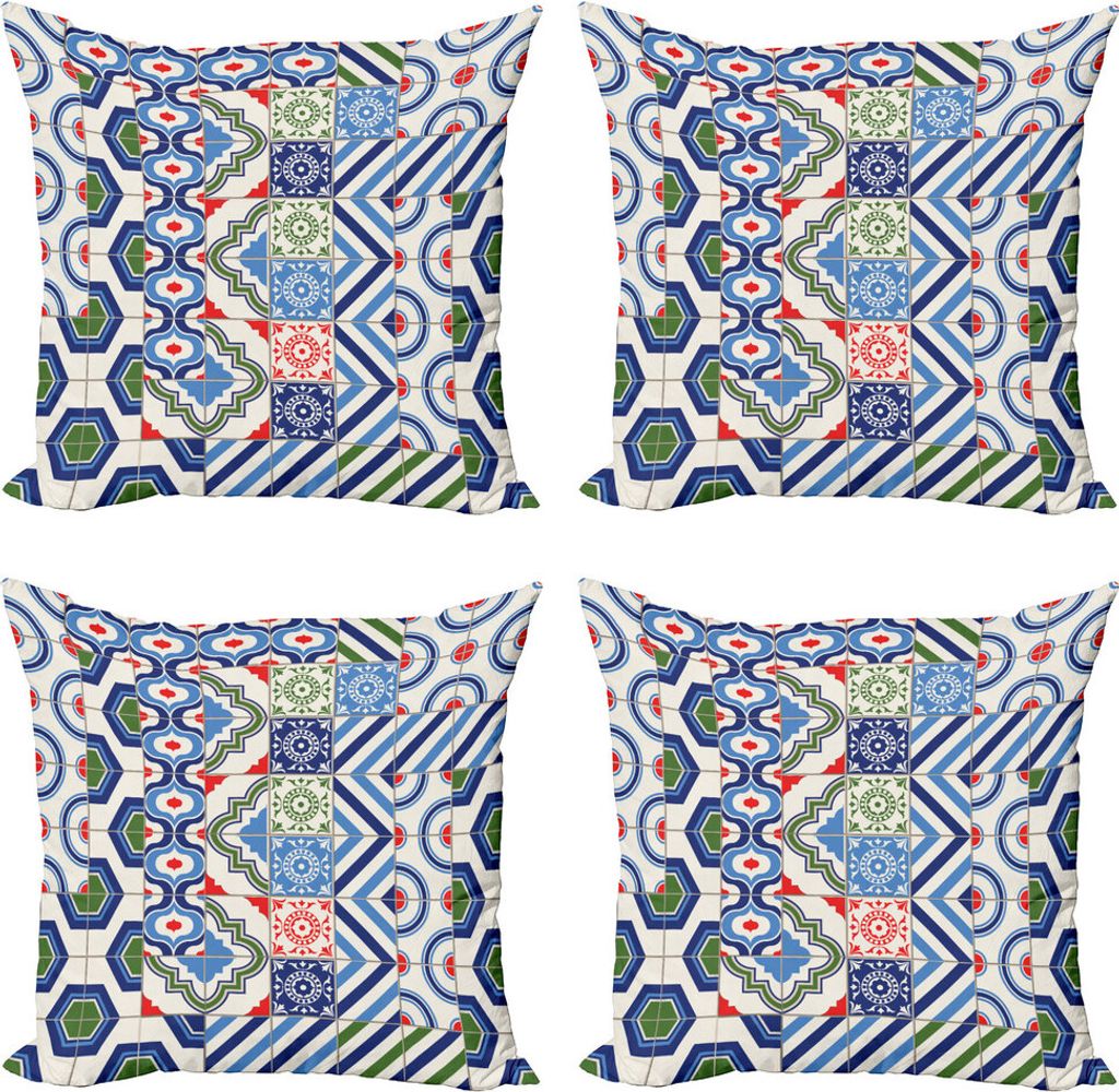 ABAKUHAUS marokkanisch Kissenbezug Set (4 Stück), Motive der marokkanischen Design, Moderner Doppelseitiger Digitaldruck, 45 cm x 45 cm, Mehrfarbig
