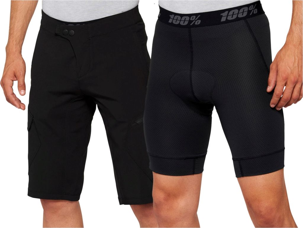 100% Ridecamp Short w/ Liner 30" black - All-Mountain MTB-Shorts mit Polster