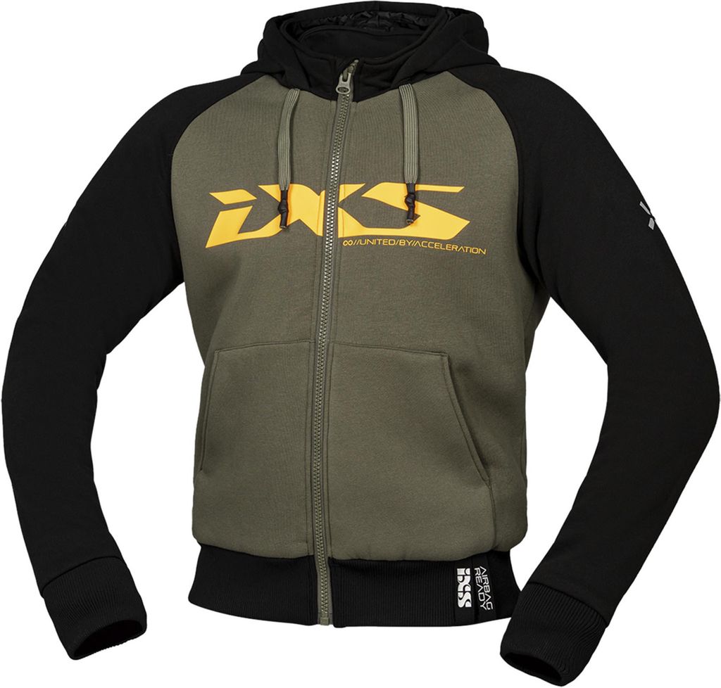 IXS Rapid 1.0 Motorrad Zip Hoodie, grün/orange, M