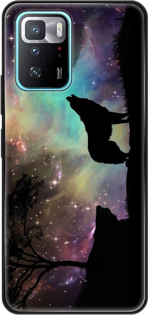 König Design Hülle kompatibel mit Xiaomi Poco X3 GT Kunststoff Soft Handyhülle - Handy Case Wolf Abendhimmel