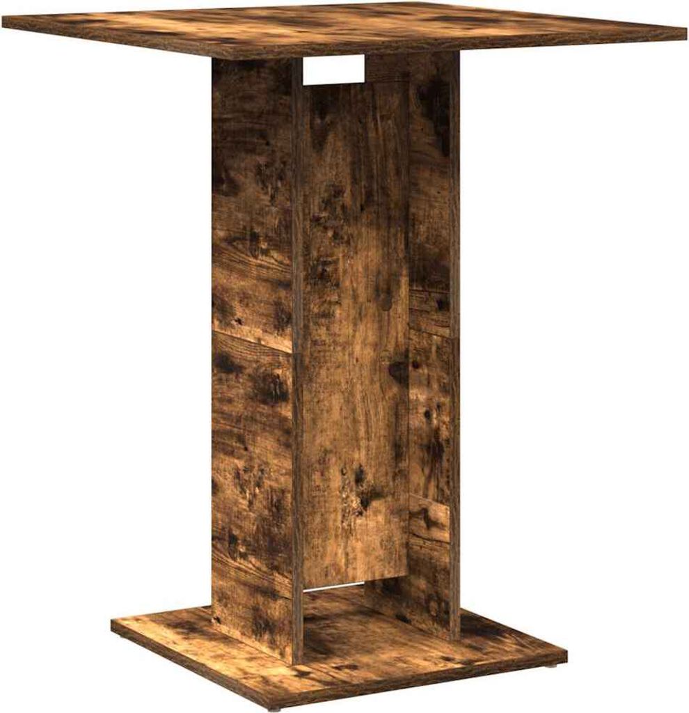 A square bistrot table with a wooden texture.