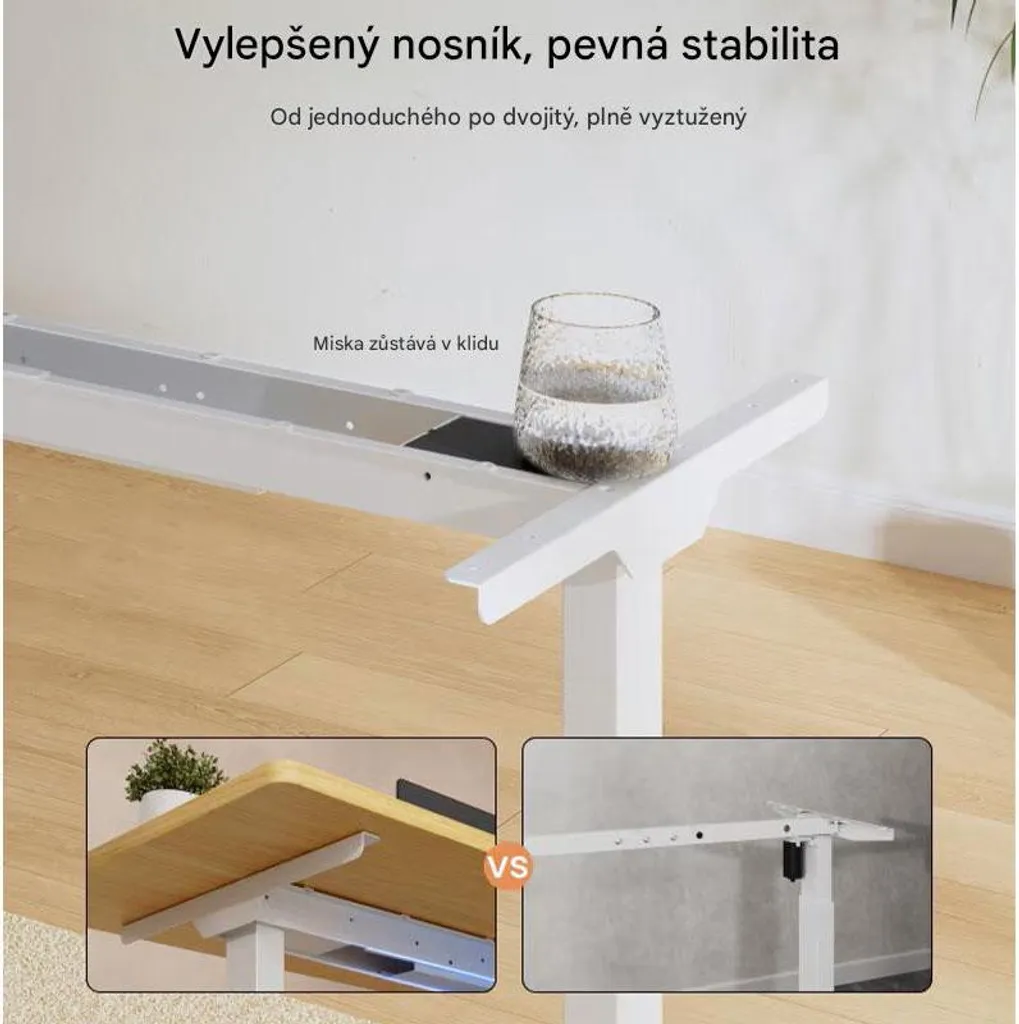 Bureau assis debout blanc réglable électrique - Cadre motorisé seul E1W-PRO