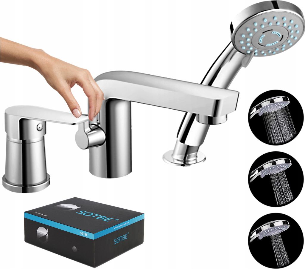 Freistehende Badewannenarmatur, 3-Loch, für den Badewannenrand, Set für die SOTBE Badewanne