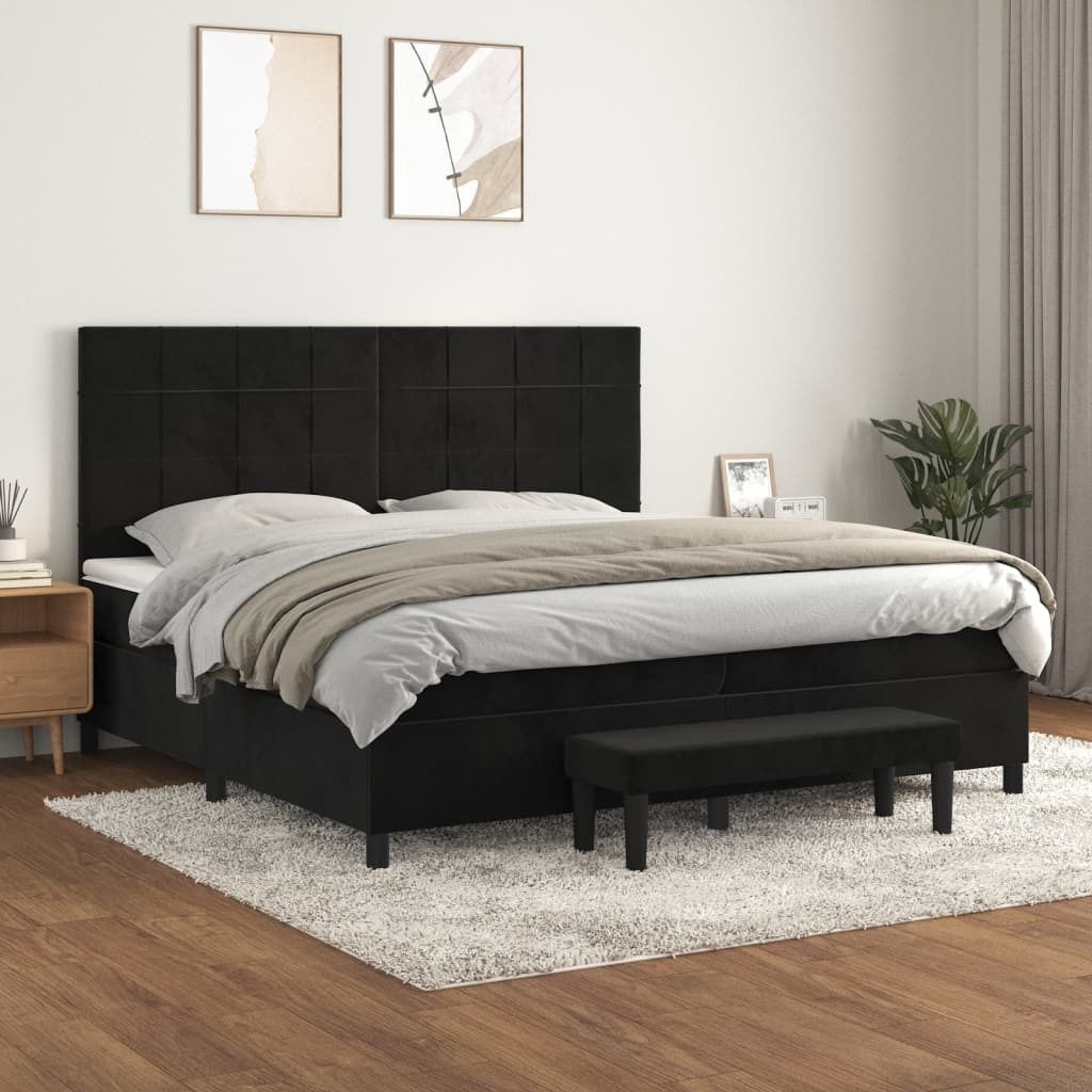 Maison Exclusive - Boxspringbett mit Matratze Schwarz 200x200 cm Samt