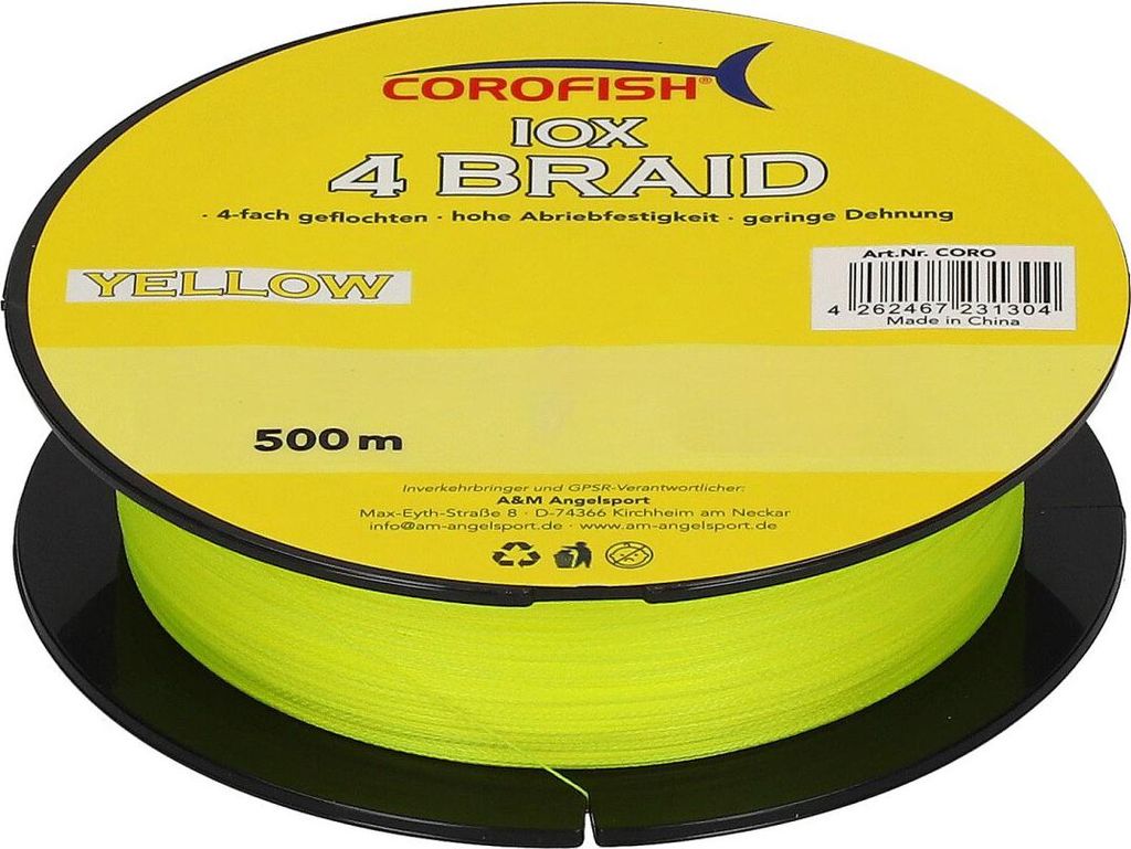 Corofish IOX 4 Braid 500m/0,40mm Yellow geflochtene Schnur Produktbild 