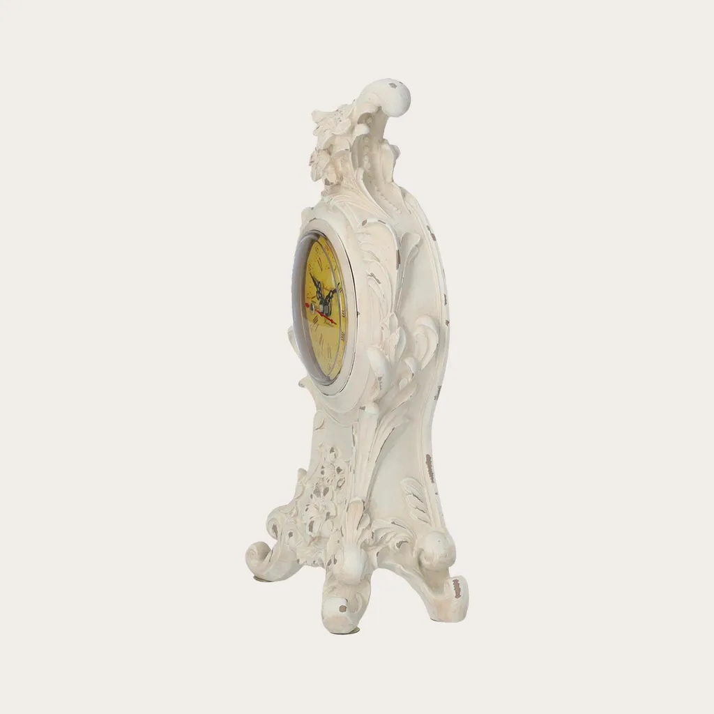 Horloge de Table Style Baroque Ivoire - Pendule Décorative de Salon - 3