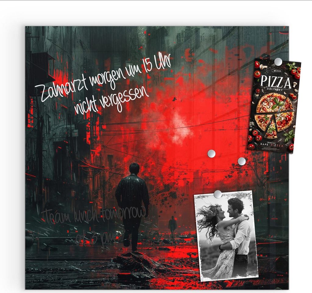 Magnettafel 30x30cm Pinnwand Whiteboard beschreibbar - Verlassene Strasse