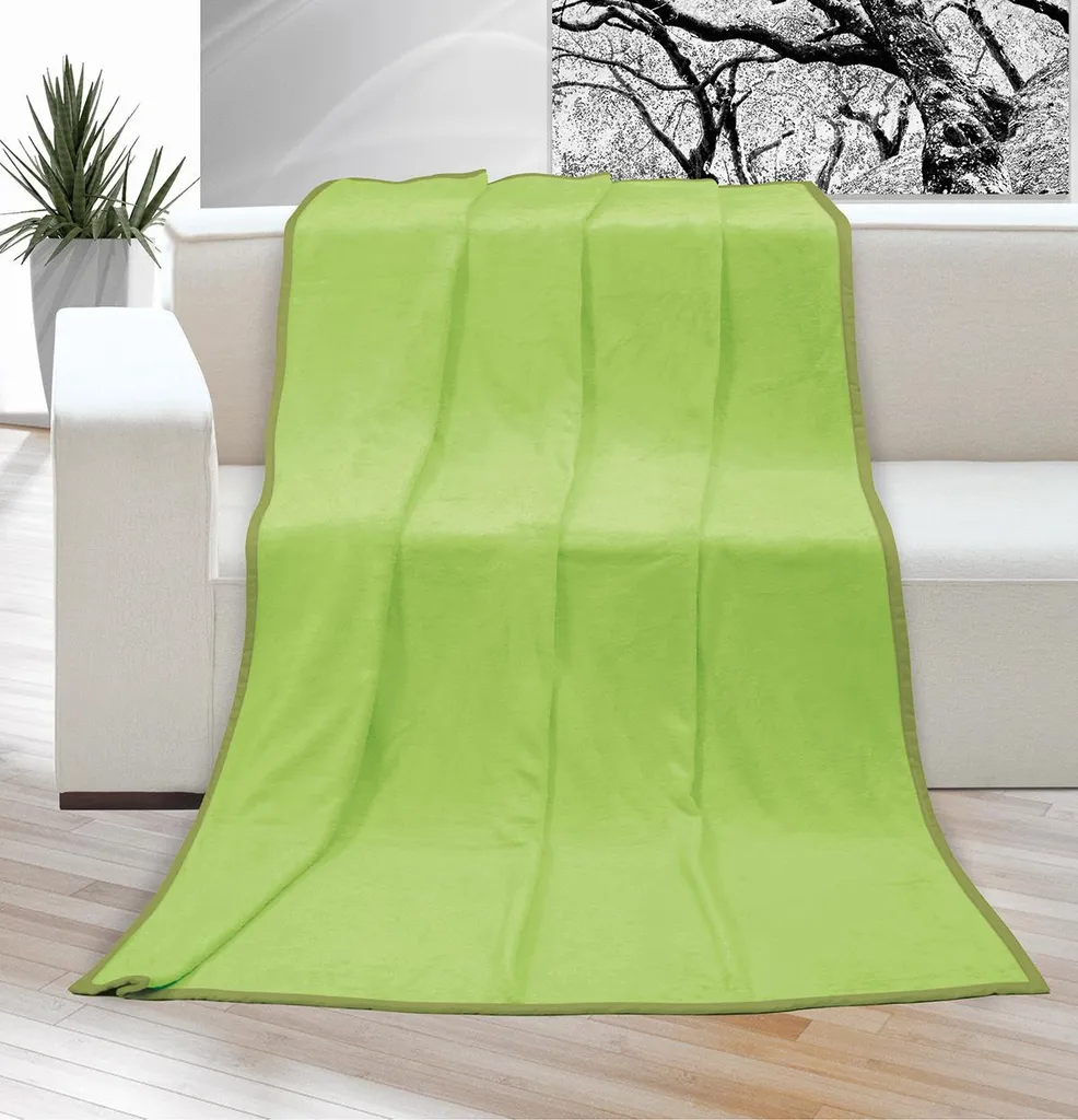 Couverture pour lit double vert clair 200x230cm idéale soirées cocooning