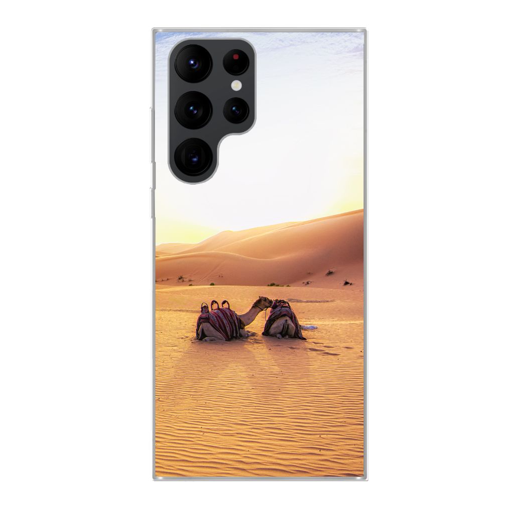 MuchoWow Handyhülle Schutzhülle Hülle für Samsung Galaxy S22 Ultra Kamel - Wüste - Sand Silikon Softcase Handy Hülle - Abbildung