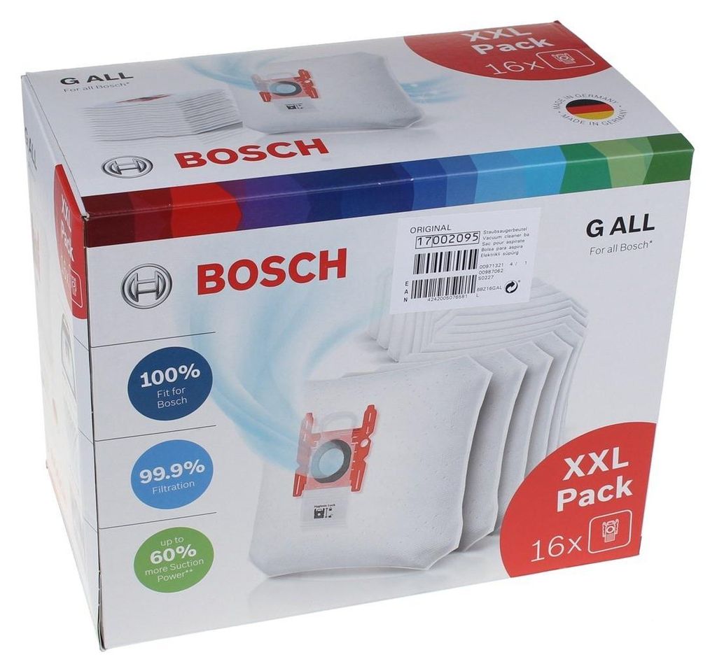 A box of Bosch vacuum cleaner bags.