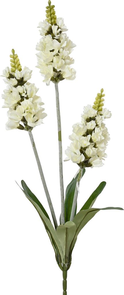Künstliche weiße Hyazinthe mit drei Blütenköpfen 13x67cm