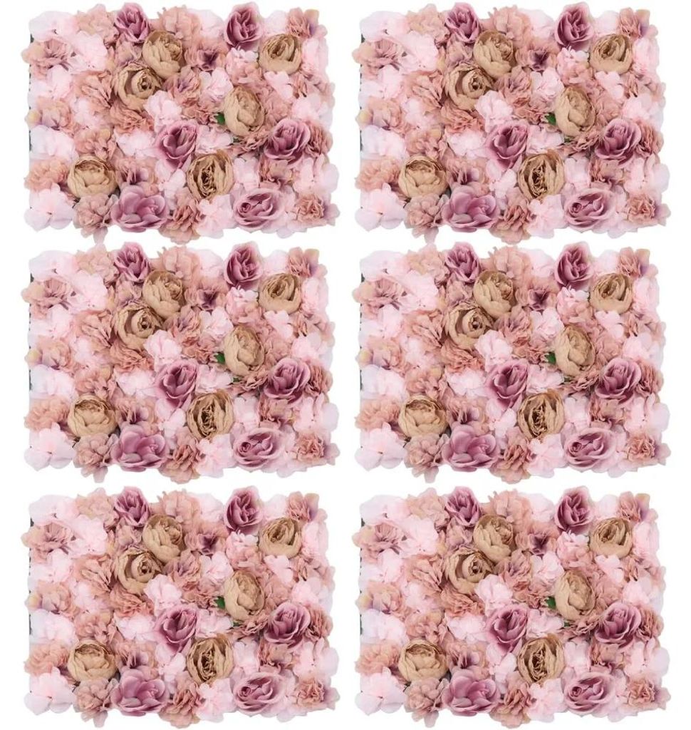 Künstliche Blumenwand - Seidenblumenpaneele - 6-teilig - Produktbild 