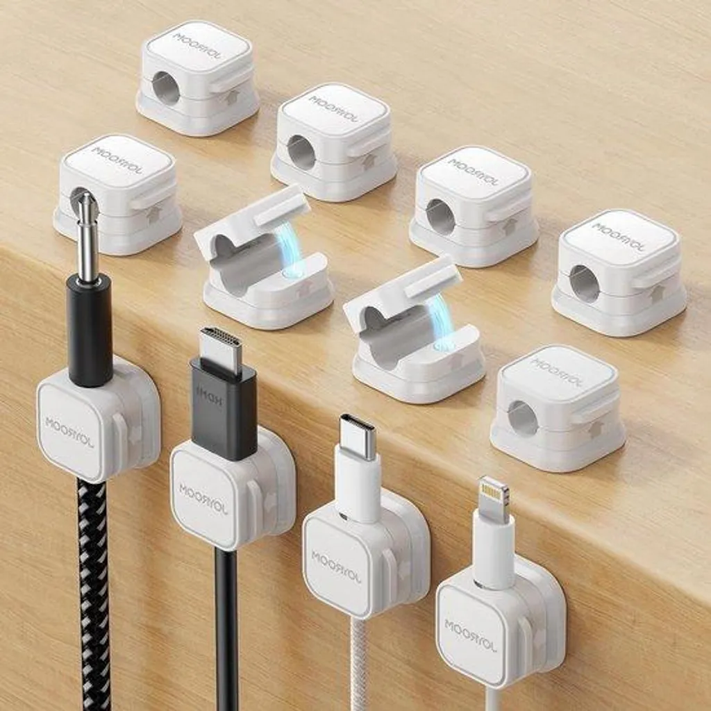 Système de rangement magnétique pour câbles USB et HDMI coloris blanc