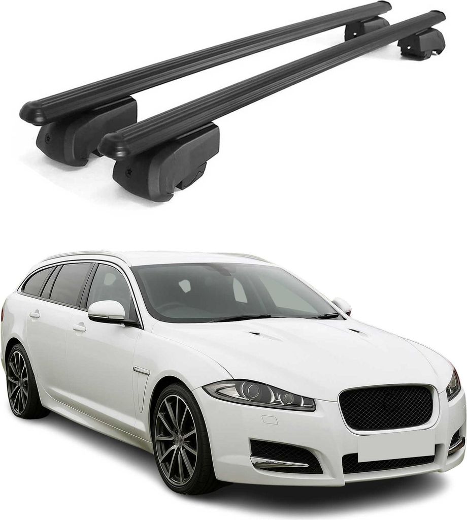 Dachträger Gepäckträger für Jaguar XF Sportbrake SW 2018-2021 ABE Schwarz 2x