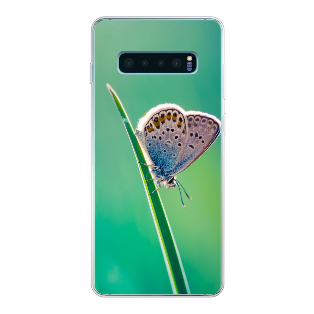 MuchoWow Handyhülle Schutzhülle Hülle für Samsung Galaxy S10 Lite Schmetterling - Gras - Licht Silikon Softcase Handy Hülle - Schutz