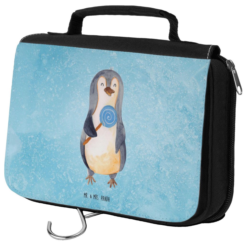 Mr. & Mrs. Panda Kulturtasche Pinguin Lolli - Eisblau - Geschenk, Make-Up Tasche, Kulturbeutel, Heißhunger, Waschbeutel, Rabauke, Spruch, Süßigk...