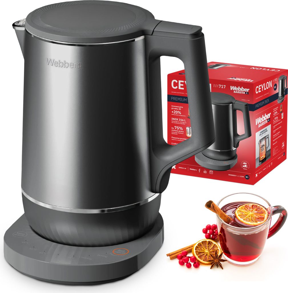 Schnurloser Wasserkocher mit Temperaturregelung Webber 1,7 l 1800 W