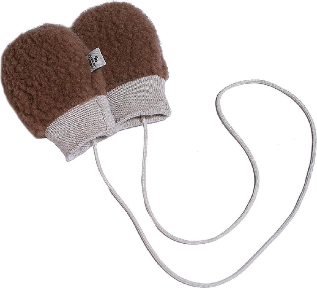 Alwero Evers Baby Fäustlinge - 0-3 Monate - Teddy Brown | Alwero