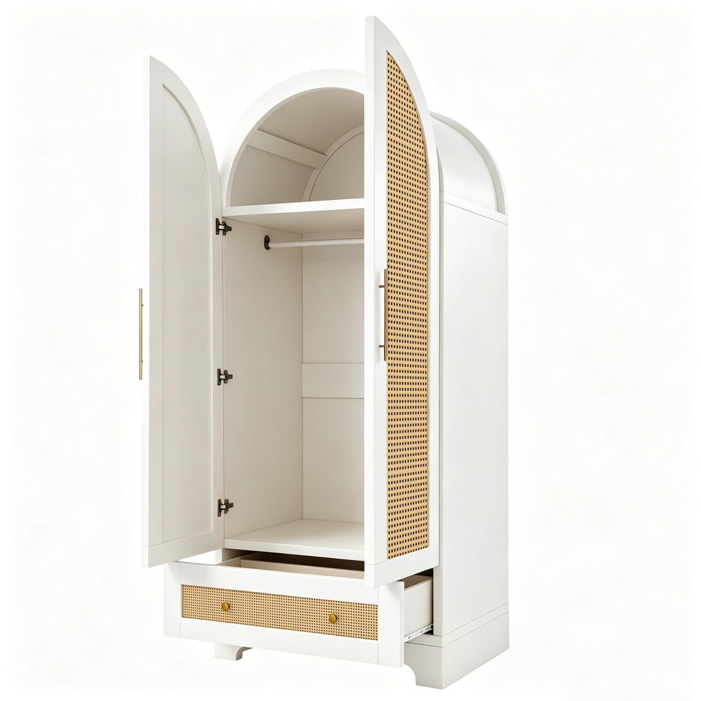 Kledingkast 70 x 55 x 170 cm, witte kledingkast met dubbele Productafbeelding 