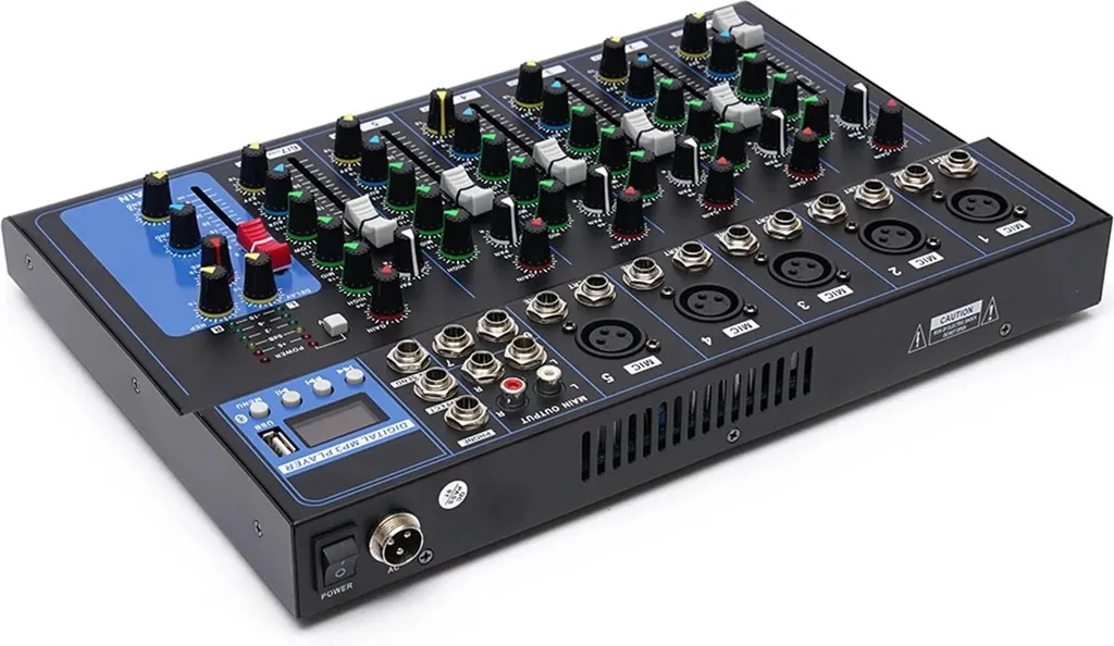 Table de mixage audio professionnelle 7 canaux console DJ stéréo noir - 6