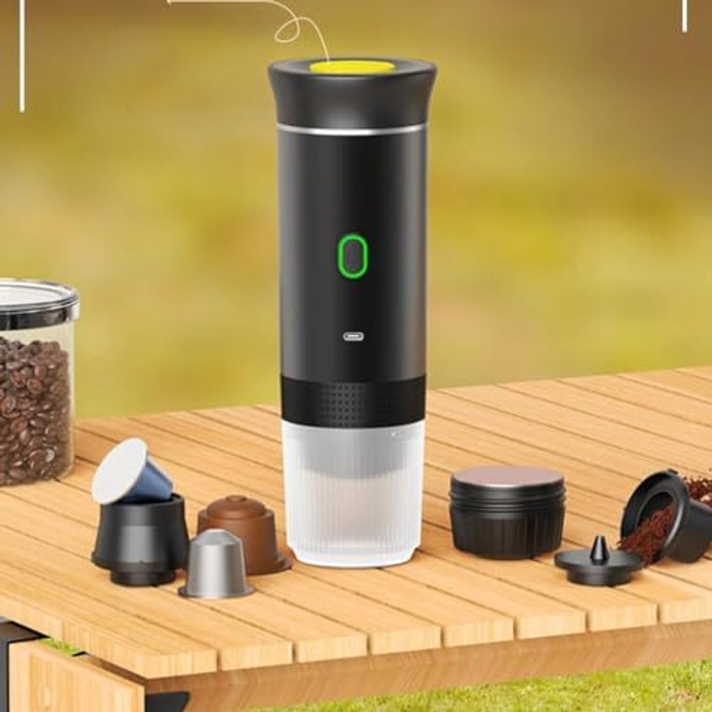 Senecesli Tragbare Espressomaschine NES-Kapseln, DG-Pulver, 12V Electric Travel Express-Maschine, selbstheizige Batterie betrieben