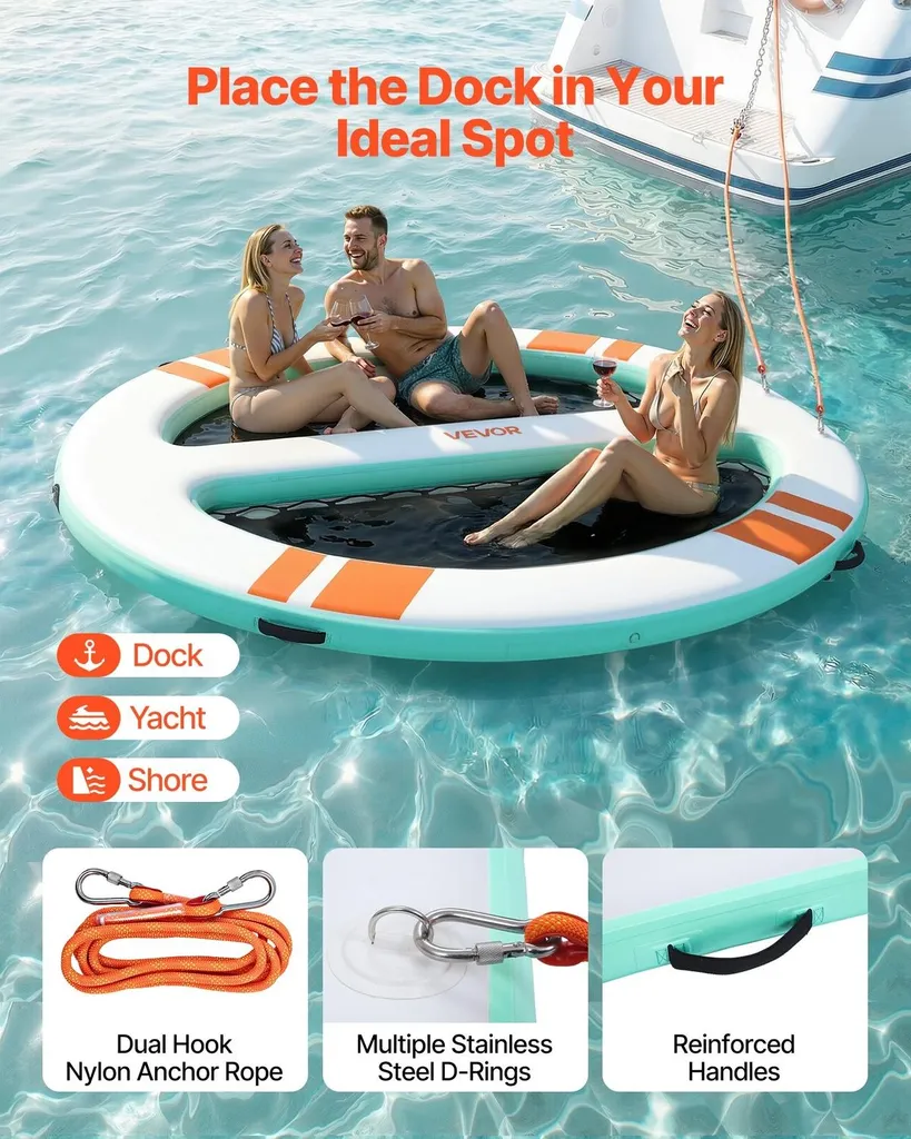 Quai de mer gonflable stable et antidérapant avec échelle de remontée 3m - 4