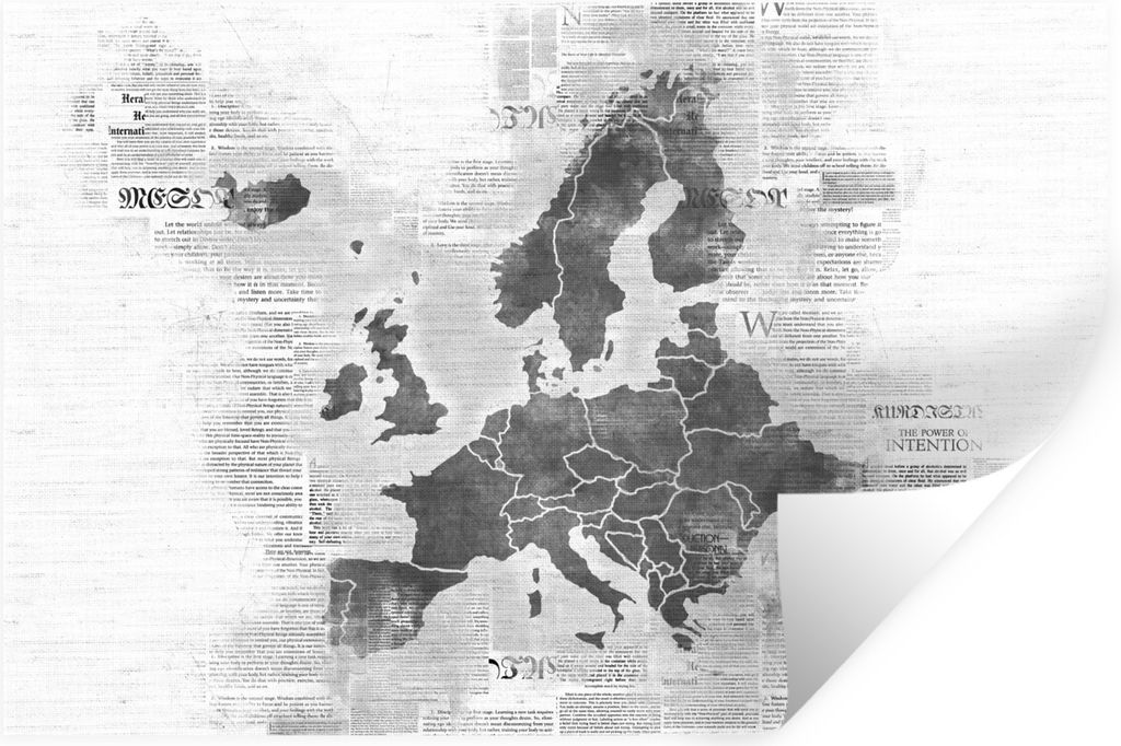 MuchoWow Wandtattoo Wandsticker Wandaufkleber Eurocard auf Zeitungspapier - schwarz und weiß 30x20 cm Selbstklebend und Repositionierbar - Wierd...