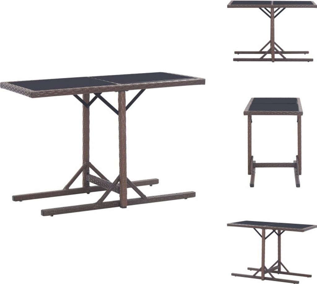 vidaXL Gartentisch Braun 110×53×72 cm Glas und Poly Rattan - Gartentische